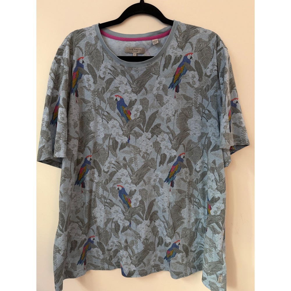 Ted Baker Men's XXL Size 7 Ted's Tall Floral Print T-Shirt Gray